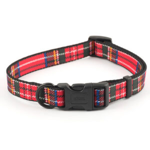 Ancol Red Tartan Nylon Dog Collar Size 2-5 Red