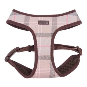 Barbour Dog Harness in Taupe & Pink Tartan Large