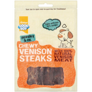Good Boy Pawsley & Co Chewy Venison Steaks Dog Treats 80g x 12 SAVER PACK