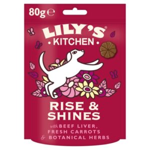 Lilys Kitchen Rise & Shines Beef Liver & Fresh Carrots with Botanical Herbs Baked Dog Treats 80g x 8 SAVER PACK