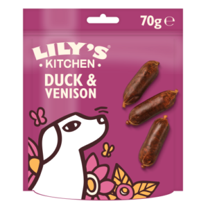 Lilys Kitchen Scrumptious Duck & Venison Sausages Dog Treats 70g x 8 SAVER PACK