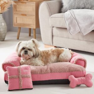 Personalised Blush Luxury Dog Bed Set - Pink