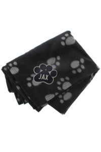 Personalised Paw Print Fleece Pet Blanket - Black