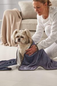 Pack of 2 Super Absorbent Microfibre Pet Fleece Towels - Grey