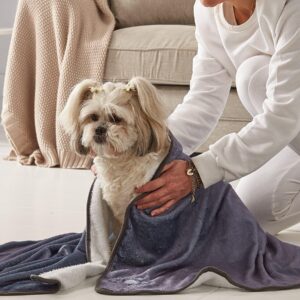 Pack of 2 Super Absorbent Microfibre Pet Fleece Towels - Grey