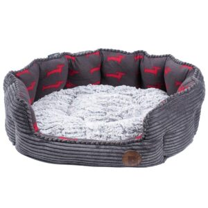 Petface Deli Bed Bamboo and Jumbo Cord - Size: S - Grey