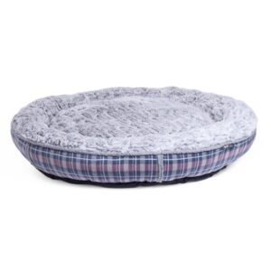 Petface Dove Grey Check Donut Pet Bed - Size: Large