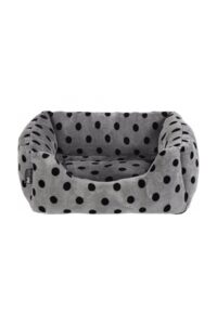 Petface Grey Plush Square Pet Bed - Size: M - Polka Dot/Spots - Polyester