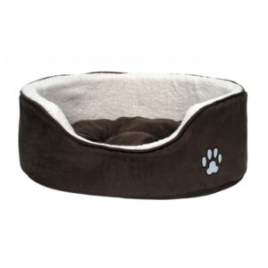 Petface Sams Luxury Oval Bed - Natural - Faux Suede/Polyester Fleece